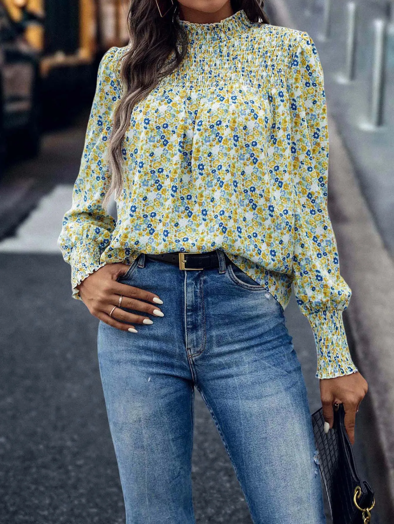 Floral Shirred Blouse