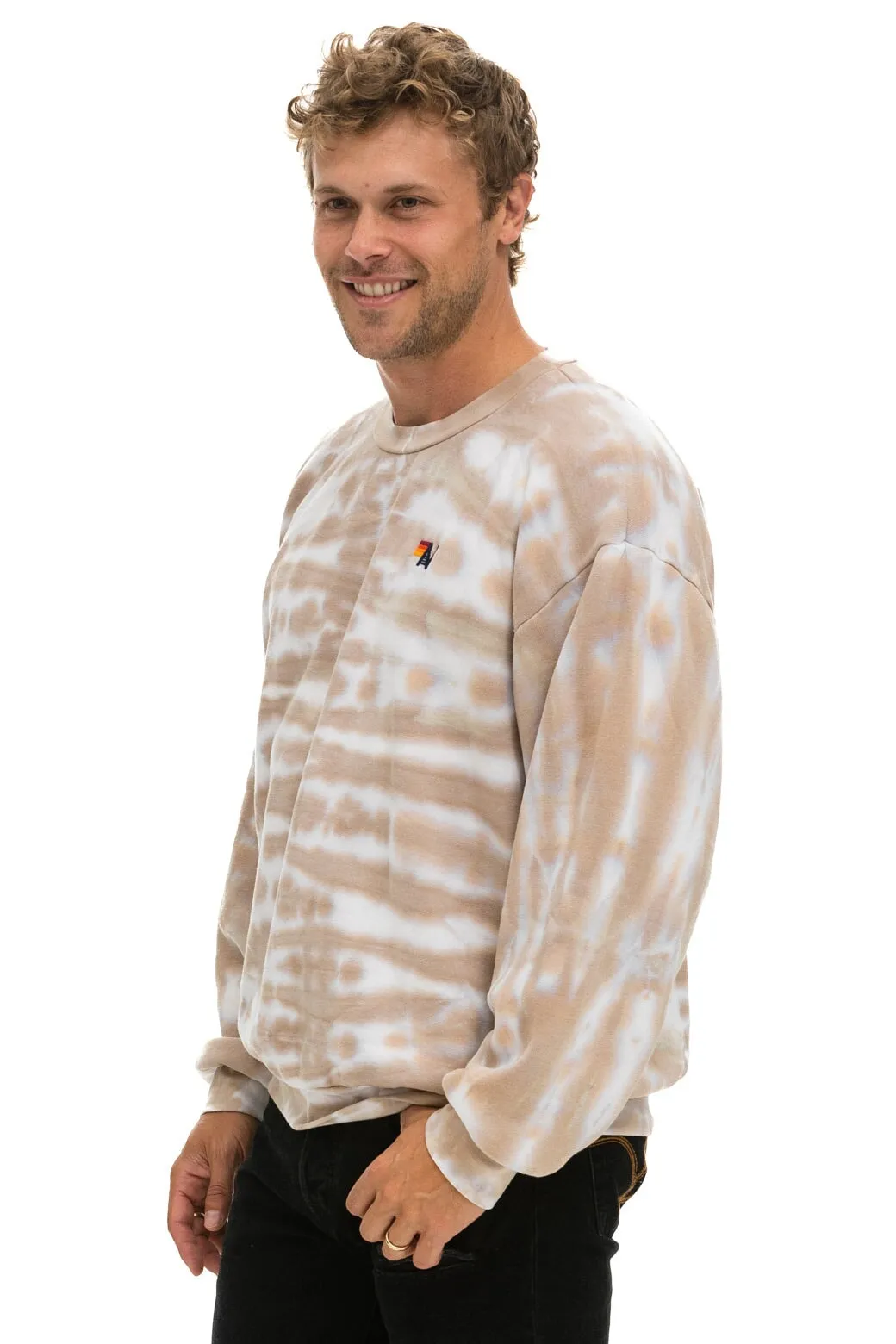 HAND DYED RELAXED CREW SWEATSHIRT - TIE DYE SAND