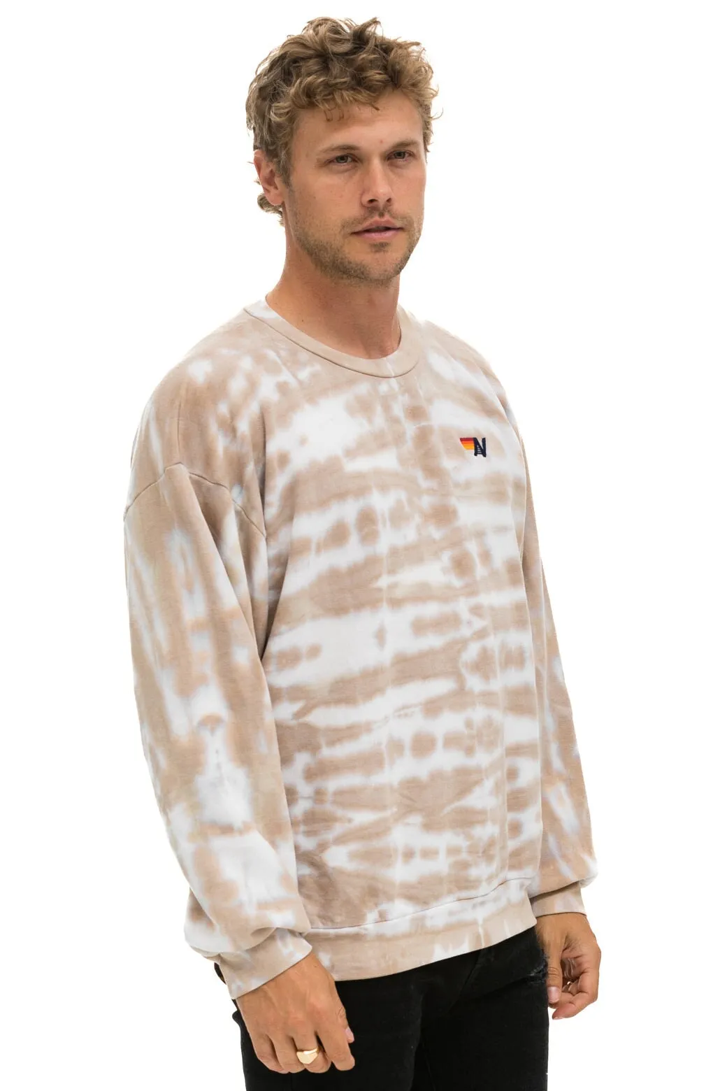 HAND DYED RELAXED CREW SWEATSHIRT - TIE DYE SAND