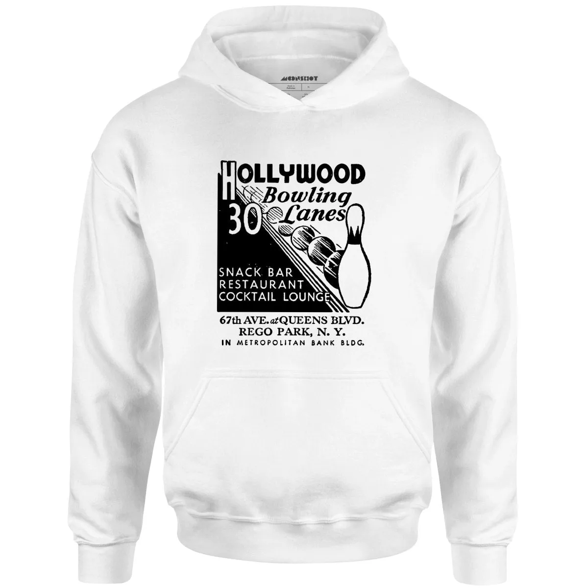 Hollywood Bowling Lanes - Rego Park, NY - Vintage Bowling Alley - Unisex Hoodie