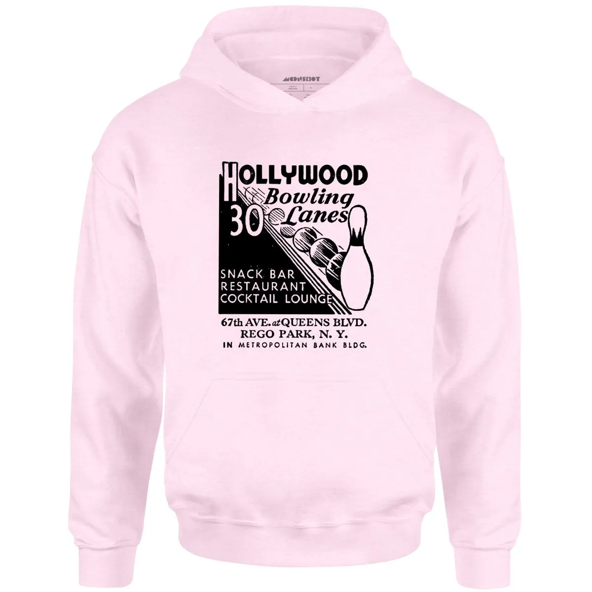 Hollywood Bowling Lanes - Rego Park, NY - Vintage Bowling Alley - Unisex Hoodie