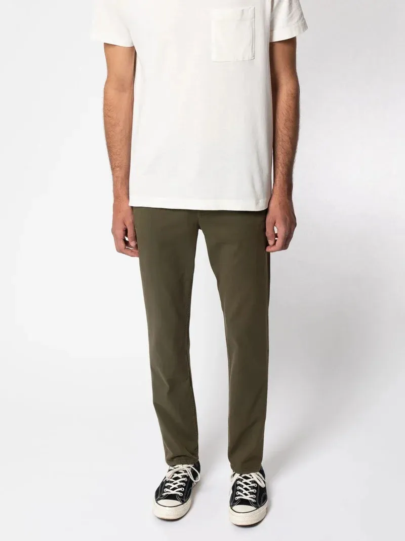 ID24563-Nudie Olive Easy Alvin Cotton Trouser