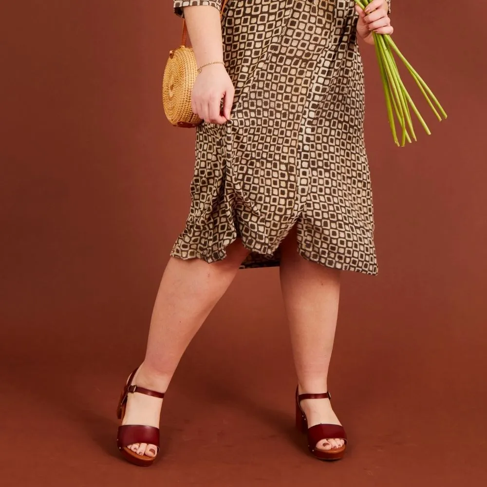 India Brown Muga Silk Shirt Dress