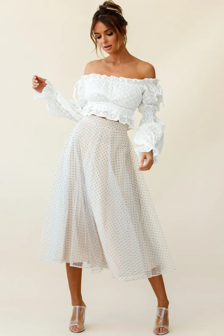 Jasmine Hail Spot Mesh Midi Skirt White