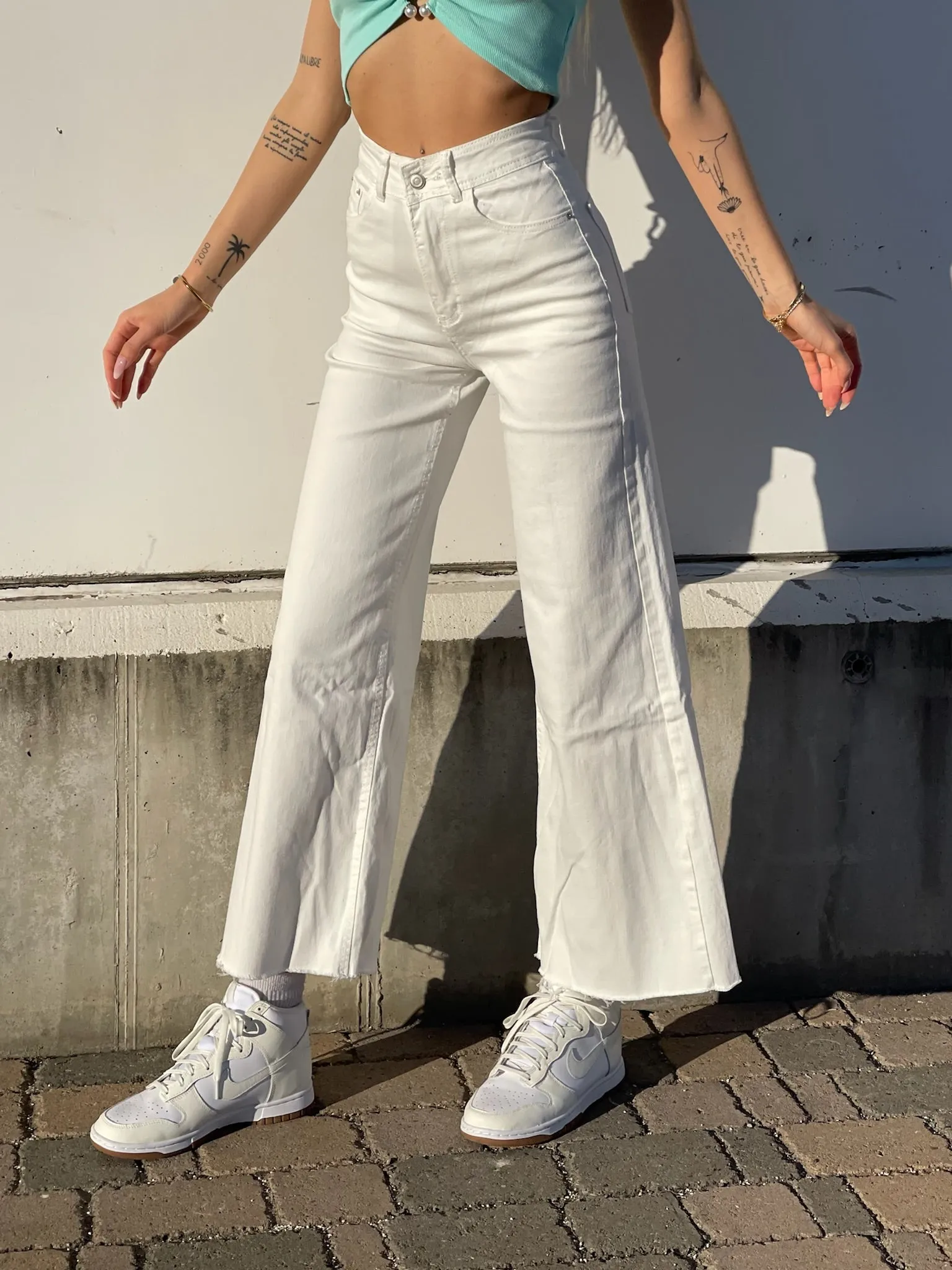 Jeans wide leg easy bianco