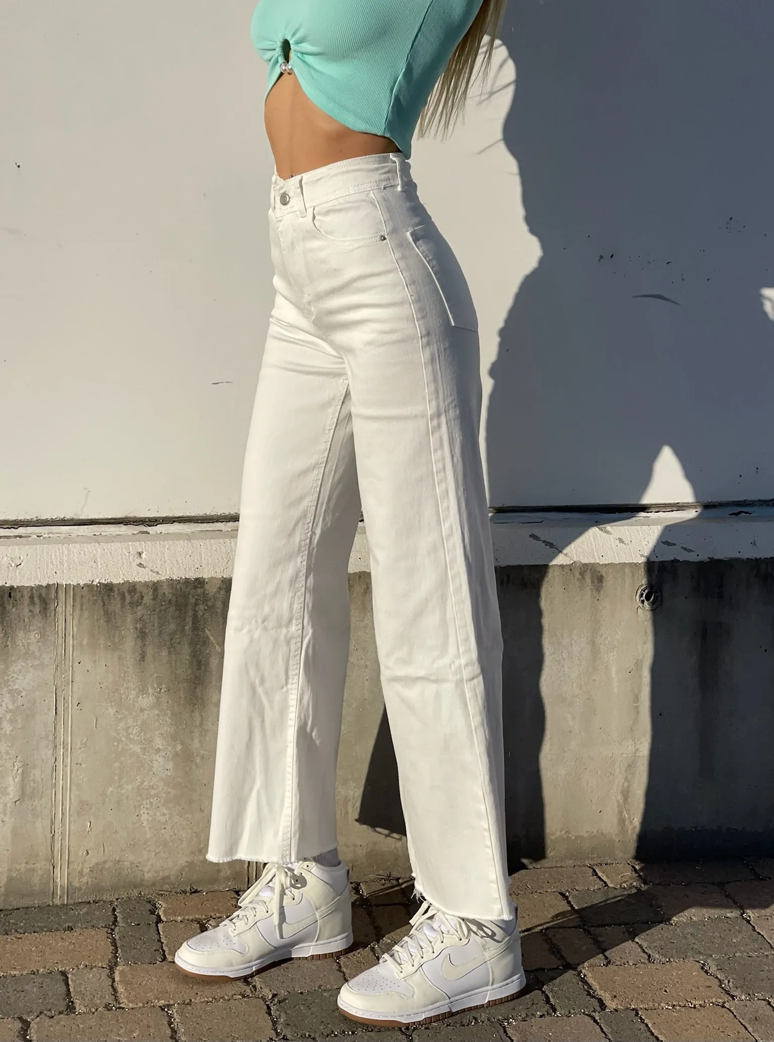 Jeans wide leg easy bianco