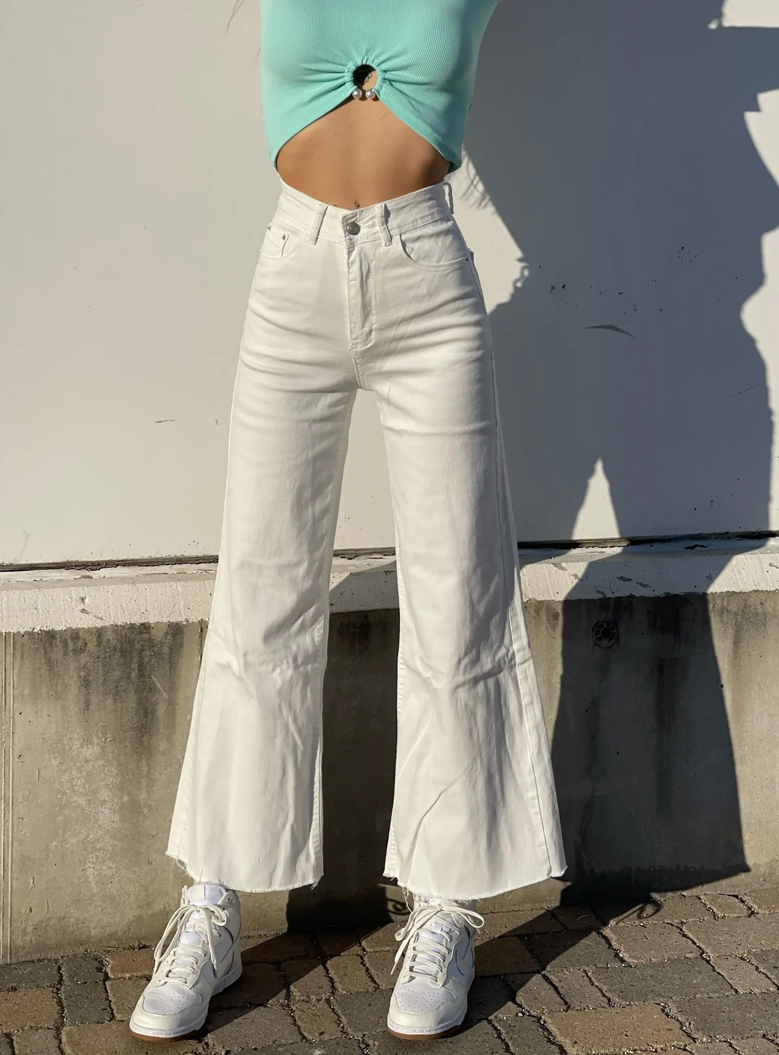 Jeans wide leg easy bianco