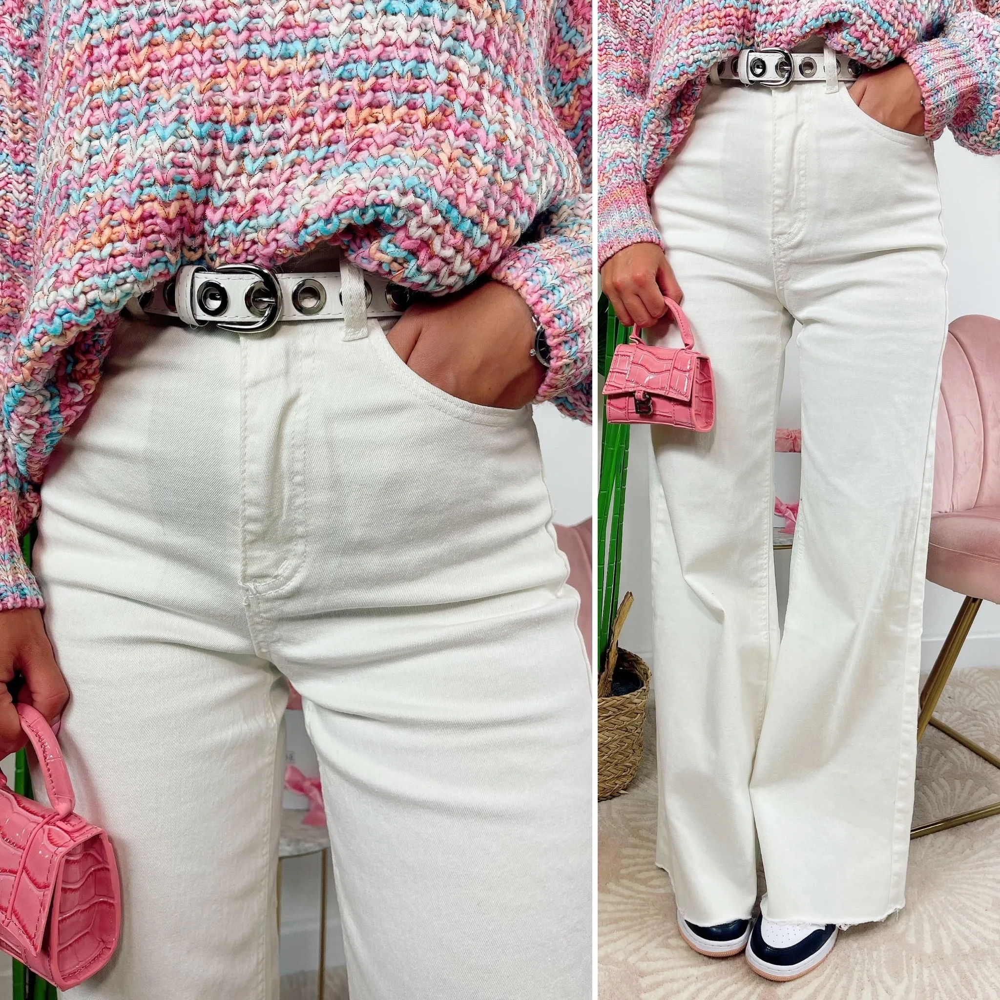 Jeans wide leg easy bianco