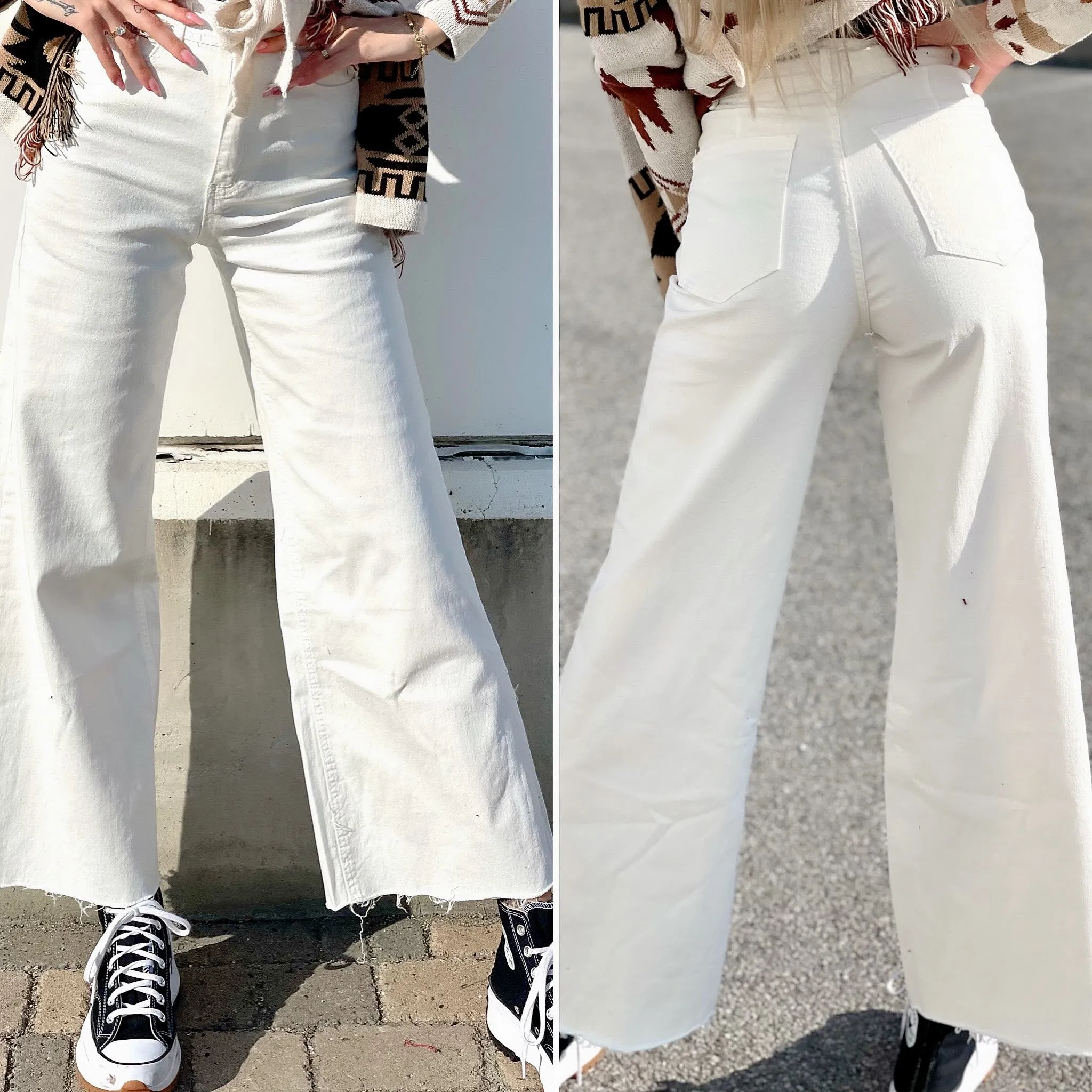 Jeans wide leg easy bianco