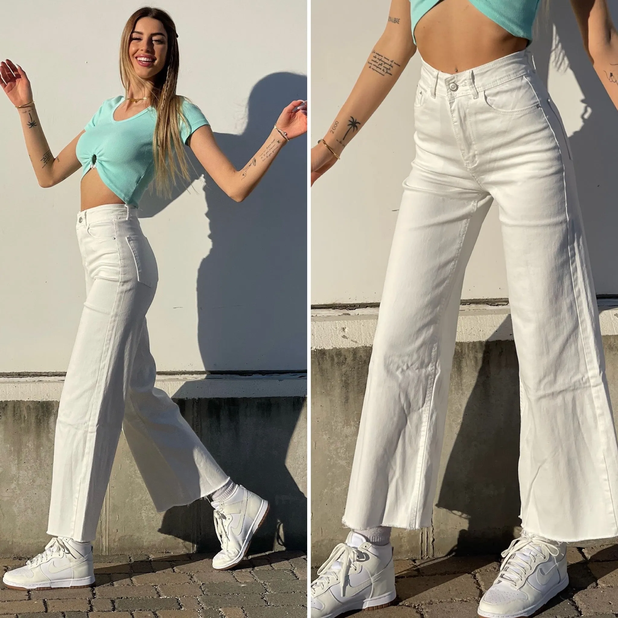 Jeans wide leg easy bianco