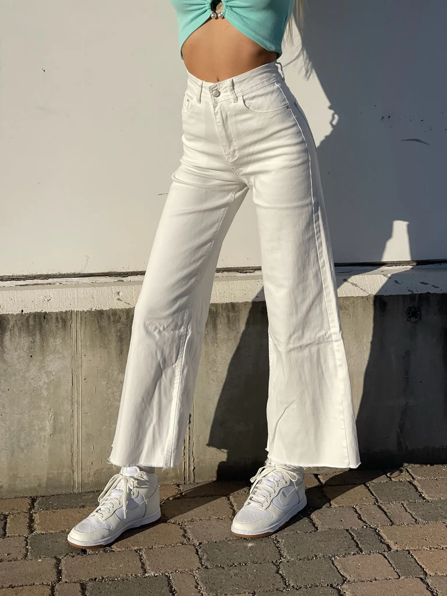 Jeans wide leg easy bianco