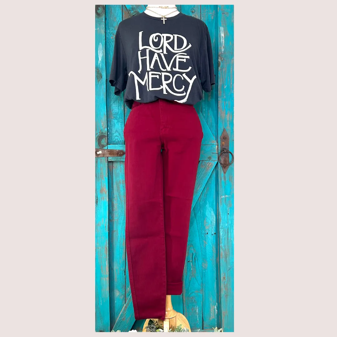 Judy Blue Tummy Control Skinny Jeans - Garnet