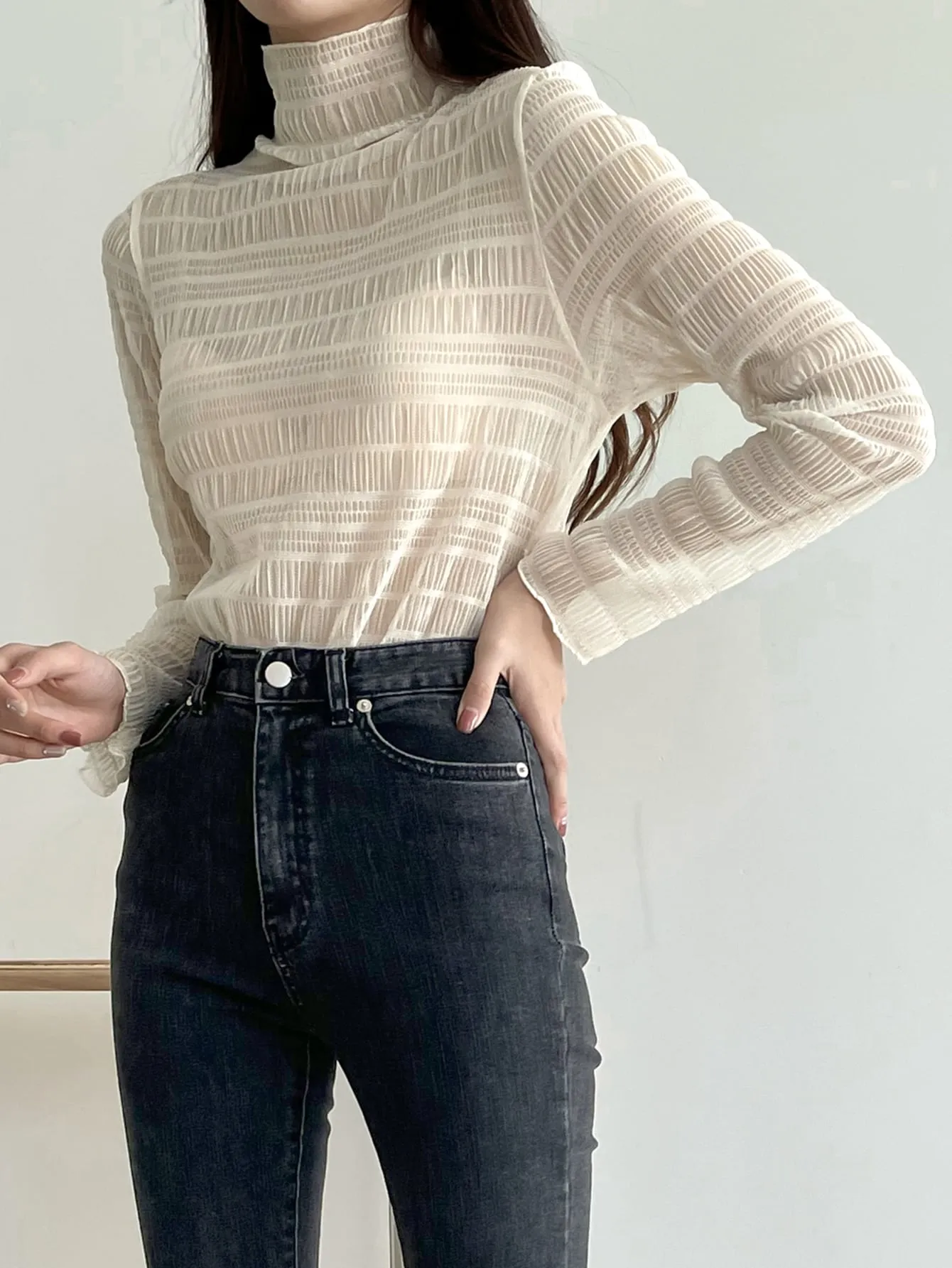 Lace Top With High Neck