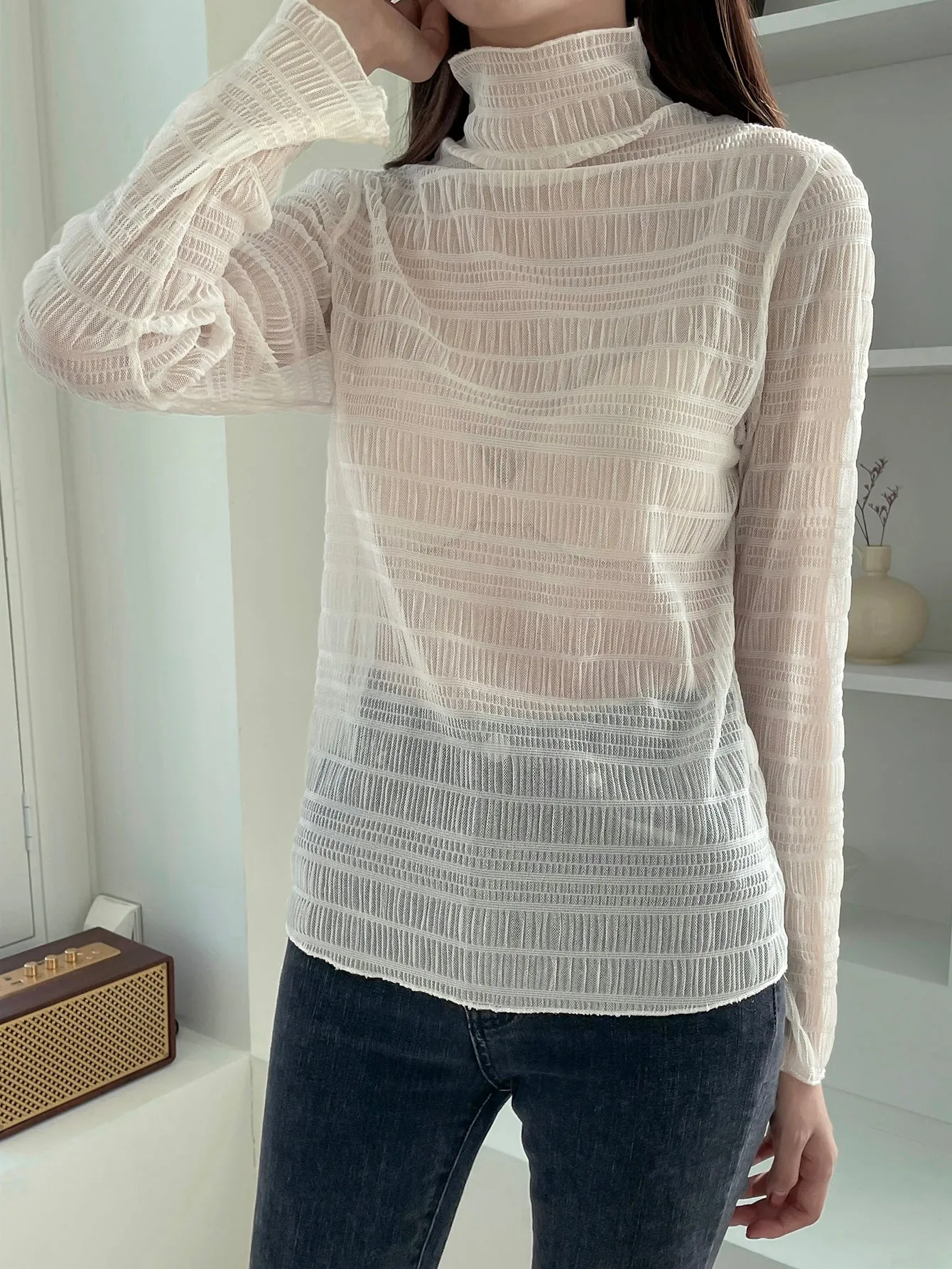 Lace Top With High Neck