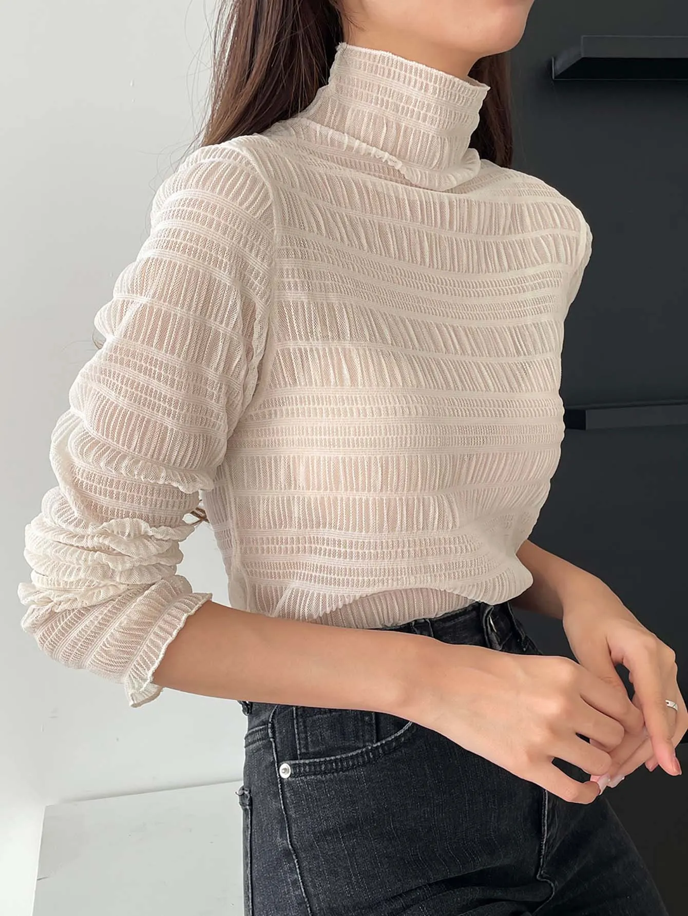 Lace Top With High Neck