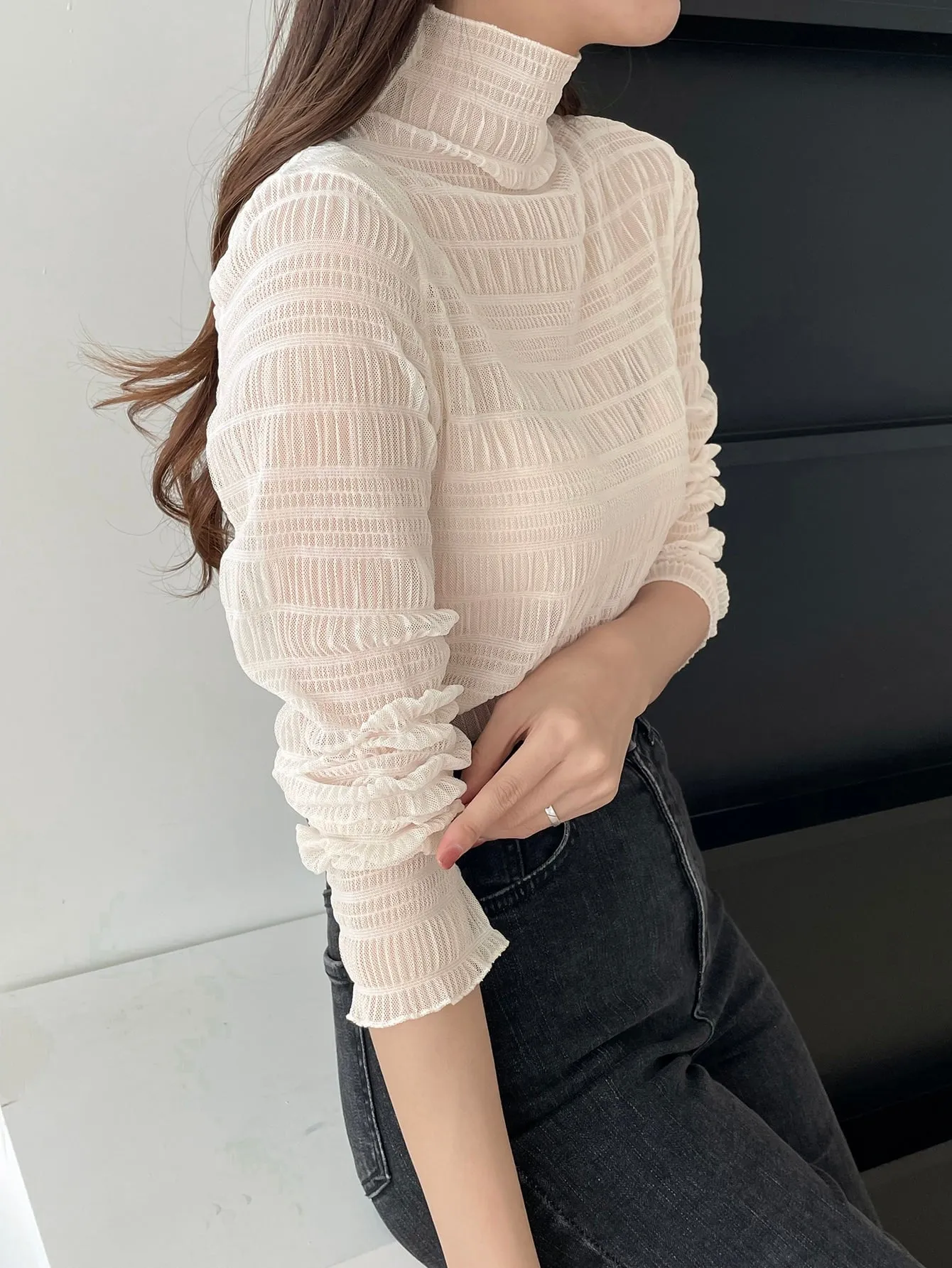 Lace Top With High Neck