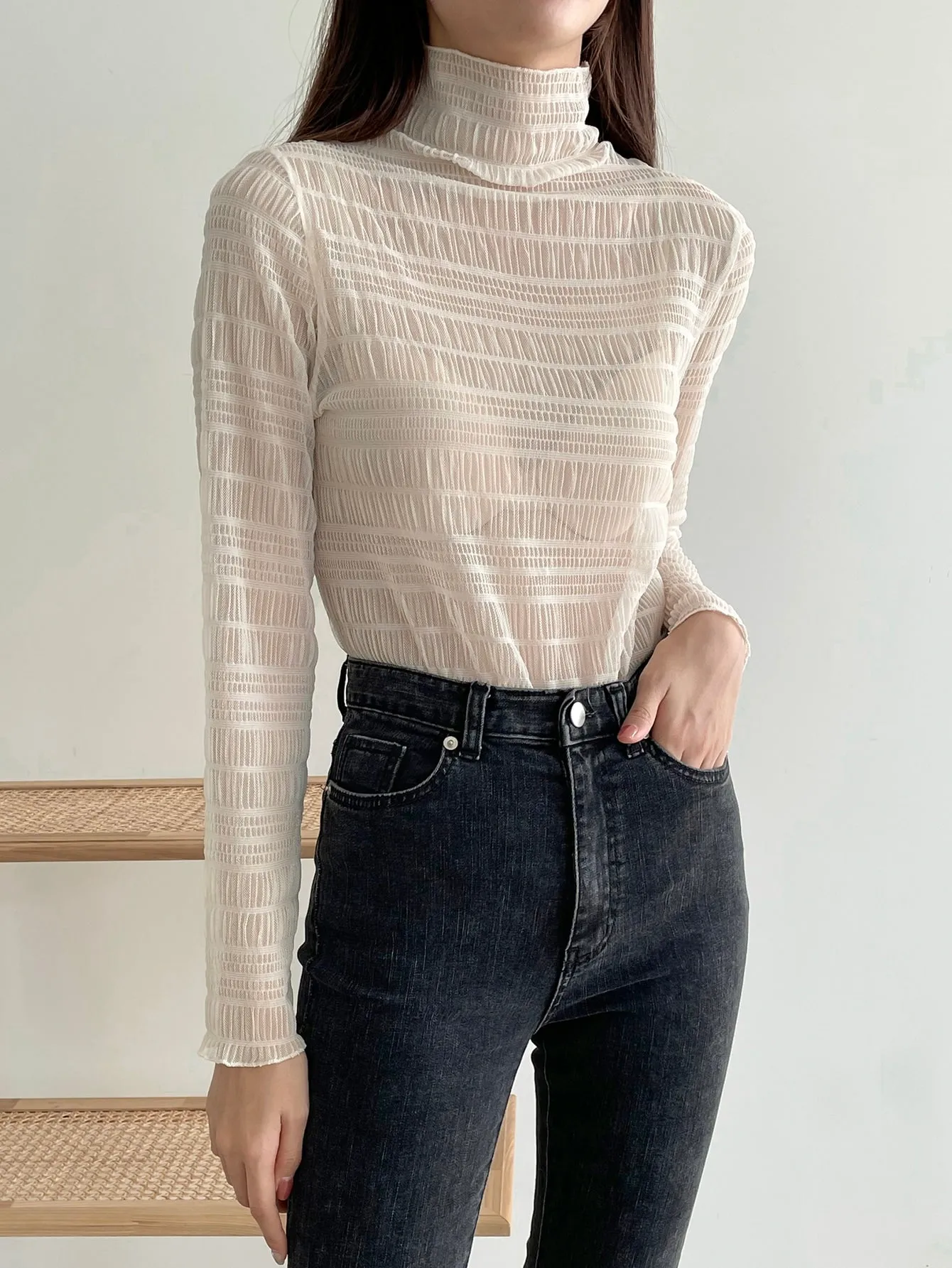 Lace Top With High Neck