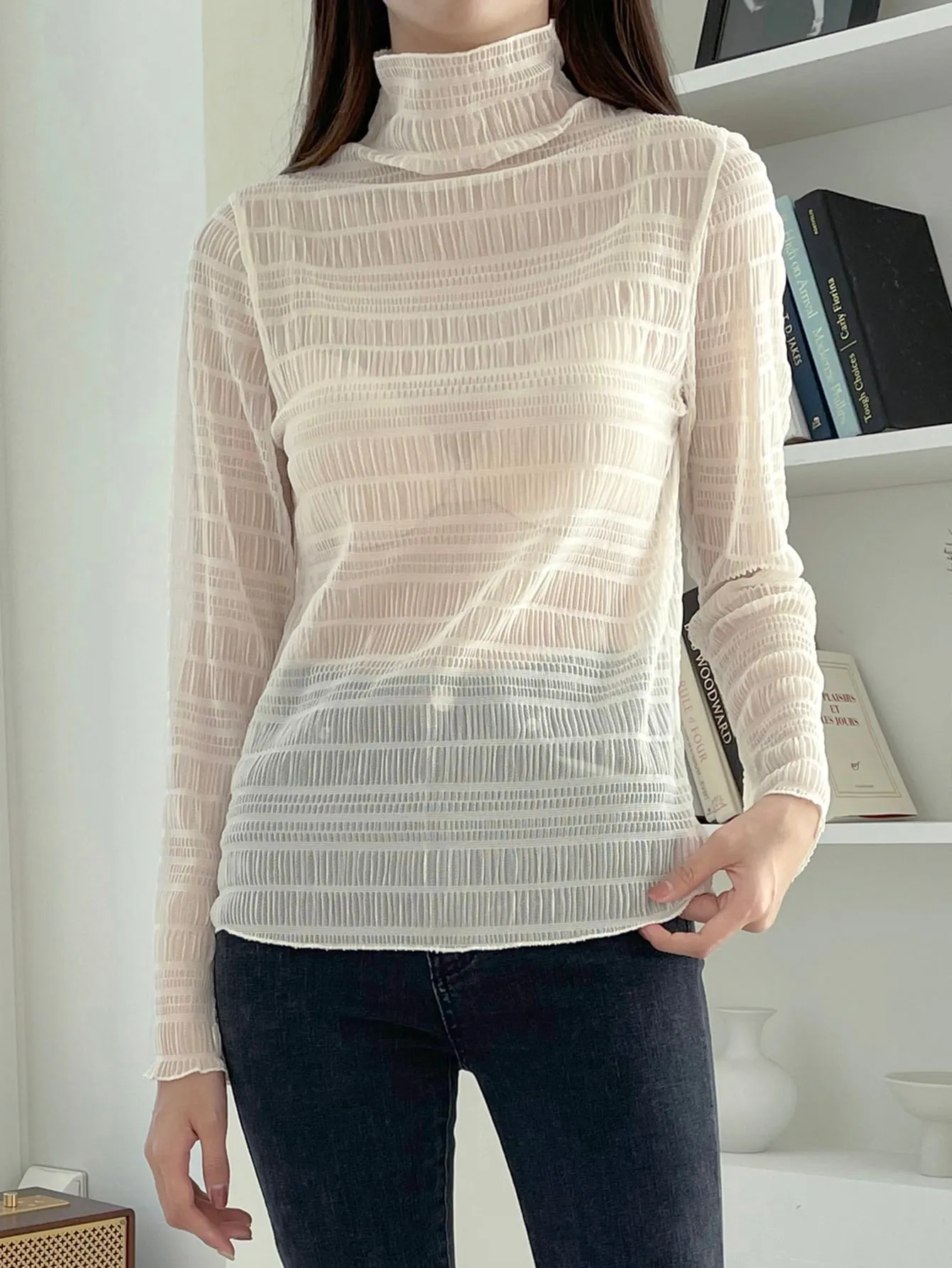 Lace Top With High Neck