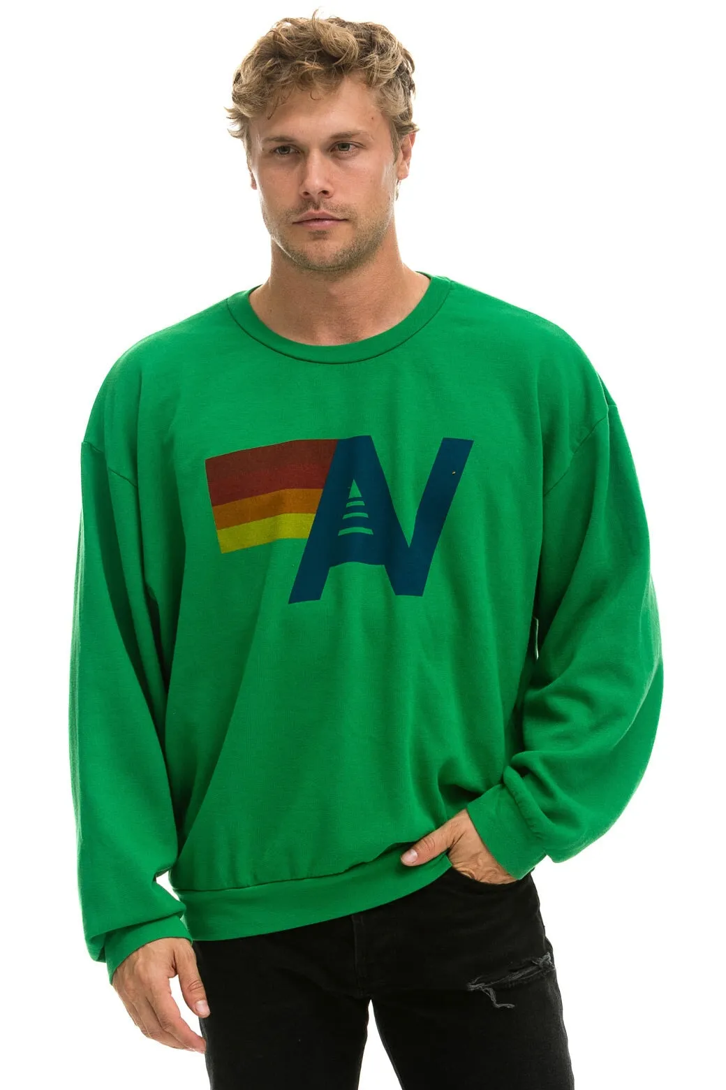 LOGO RELAXED CREW SWEATSHIRT - KELLY GREEN