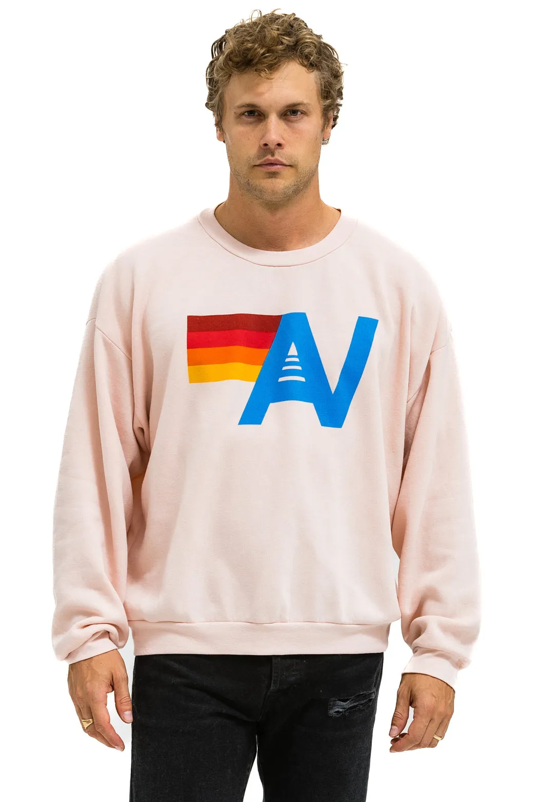 LOGO RELAXED CREW SWEATSHIRT - LIGHT PINK