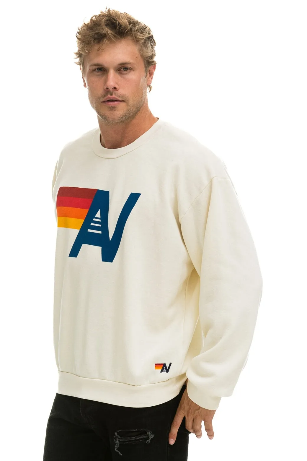 LOGO RELAXED CREW SWEATSHIRT - VINTAGE WHITE