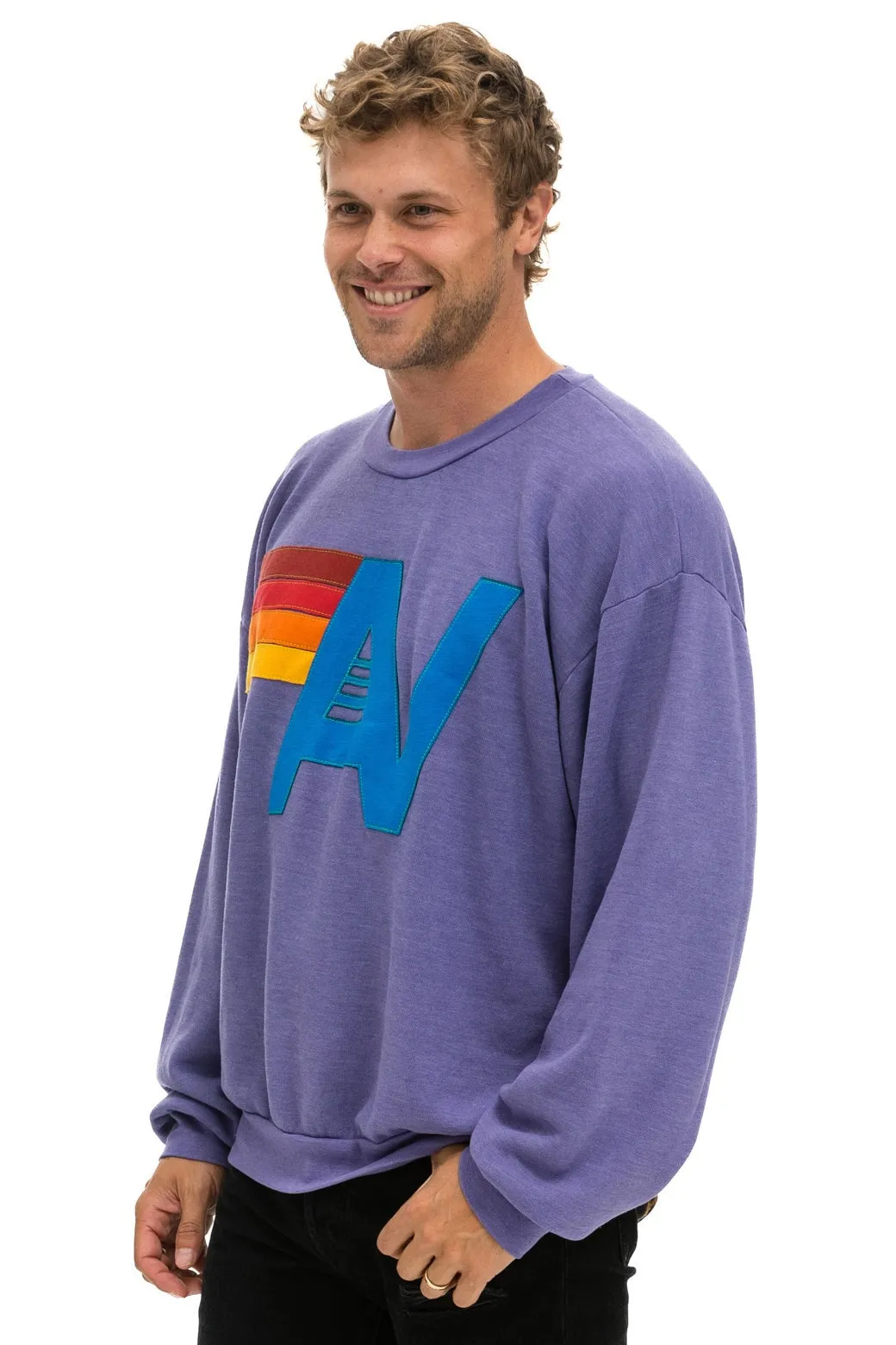 LOGO STITCH RELAXED CREW SWEATSHIRT - LAVENDER