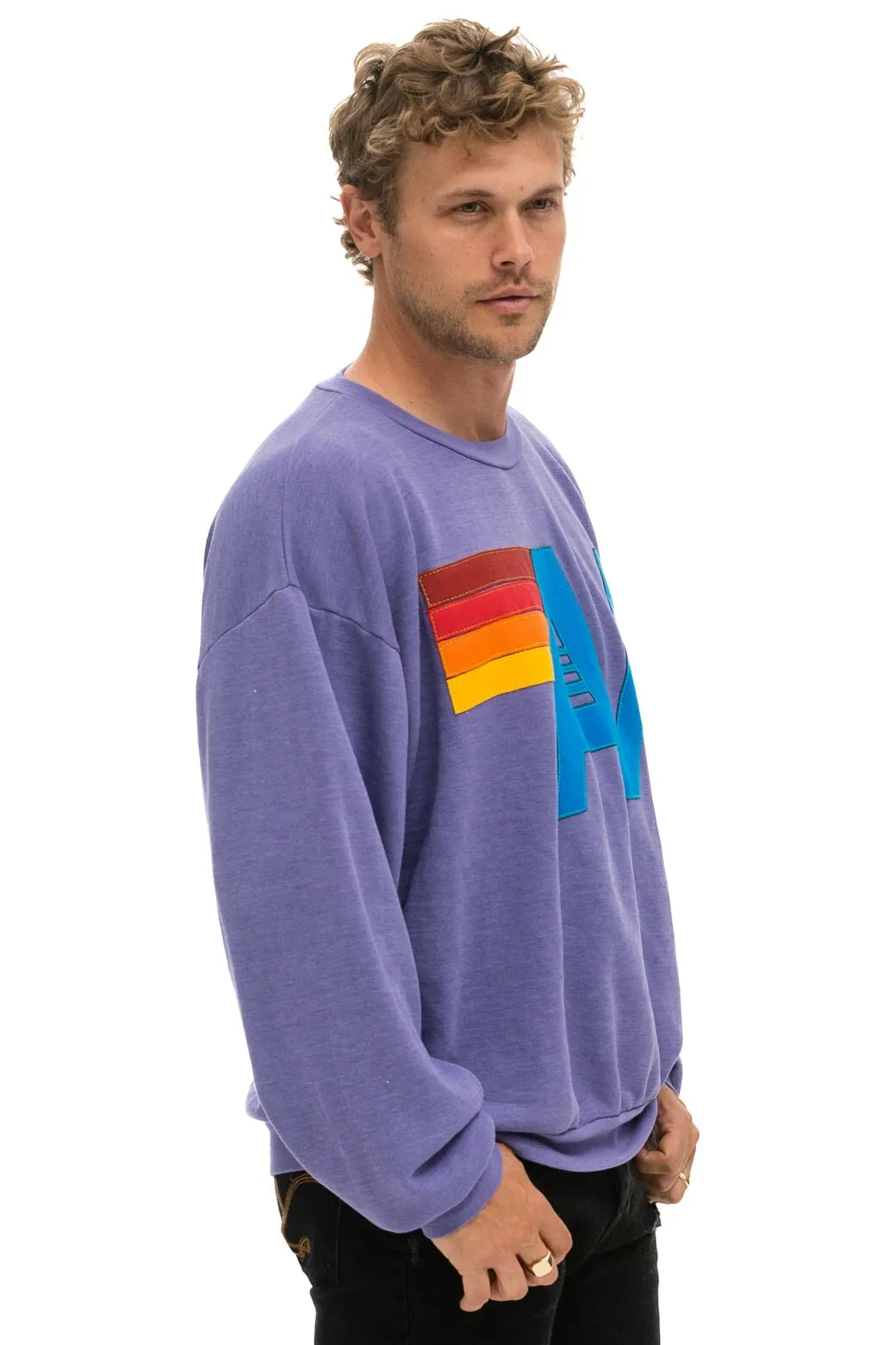 LOGO STITCH RELAXED CREW SWEATSHIRT - LAVENDER