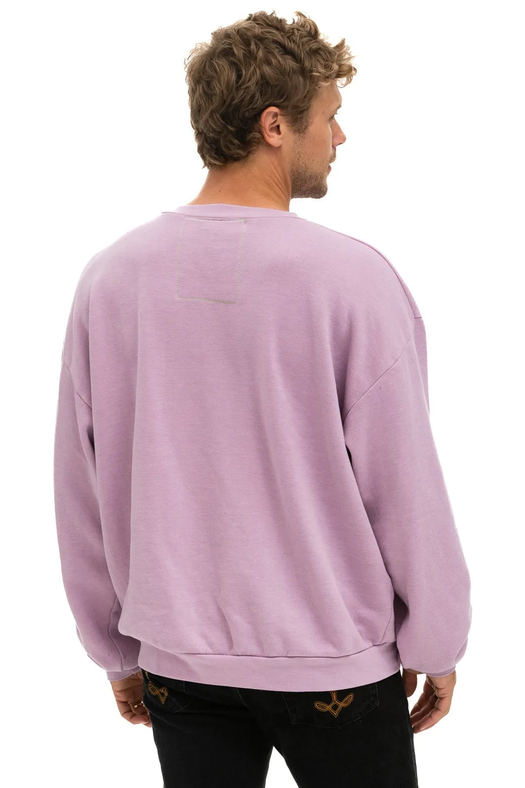 LOGO STITCH RELAXED CREW SWEATSHIRT - MAUVE