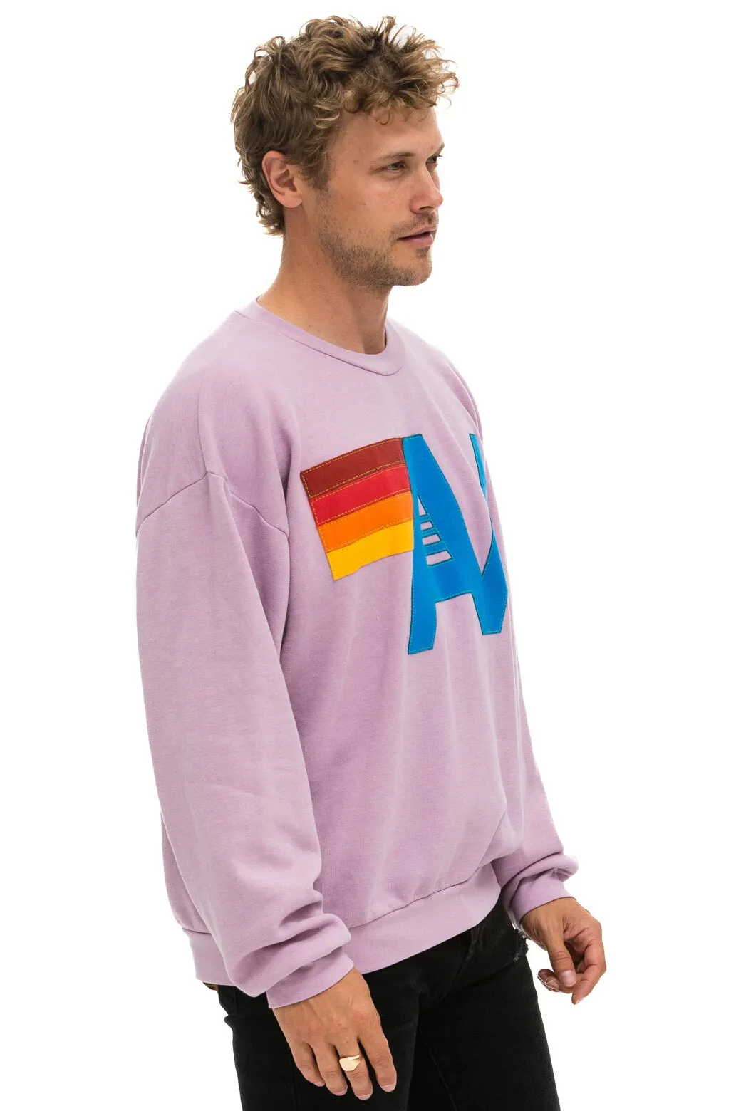 LOGO STITCH RELAXED CREW SWEATSHIRT - MAUVE