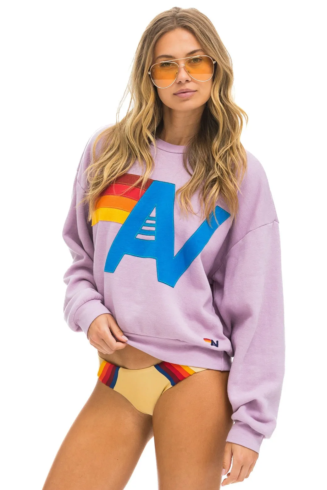 LOGO STITCH RELAXED CREW SWEATSHIRT - MAUVE