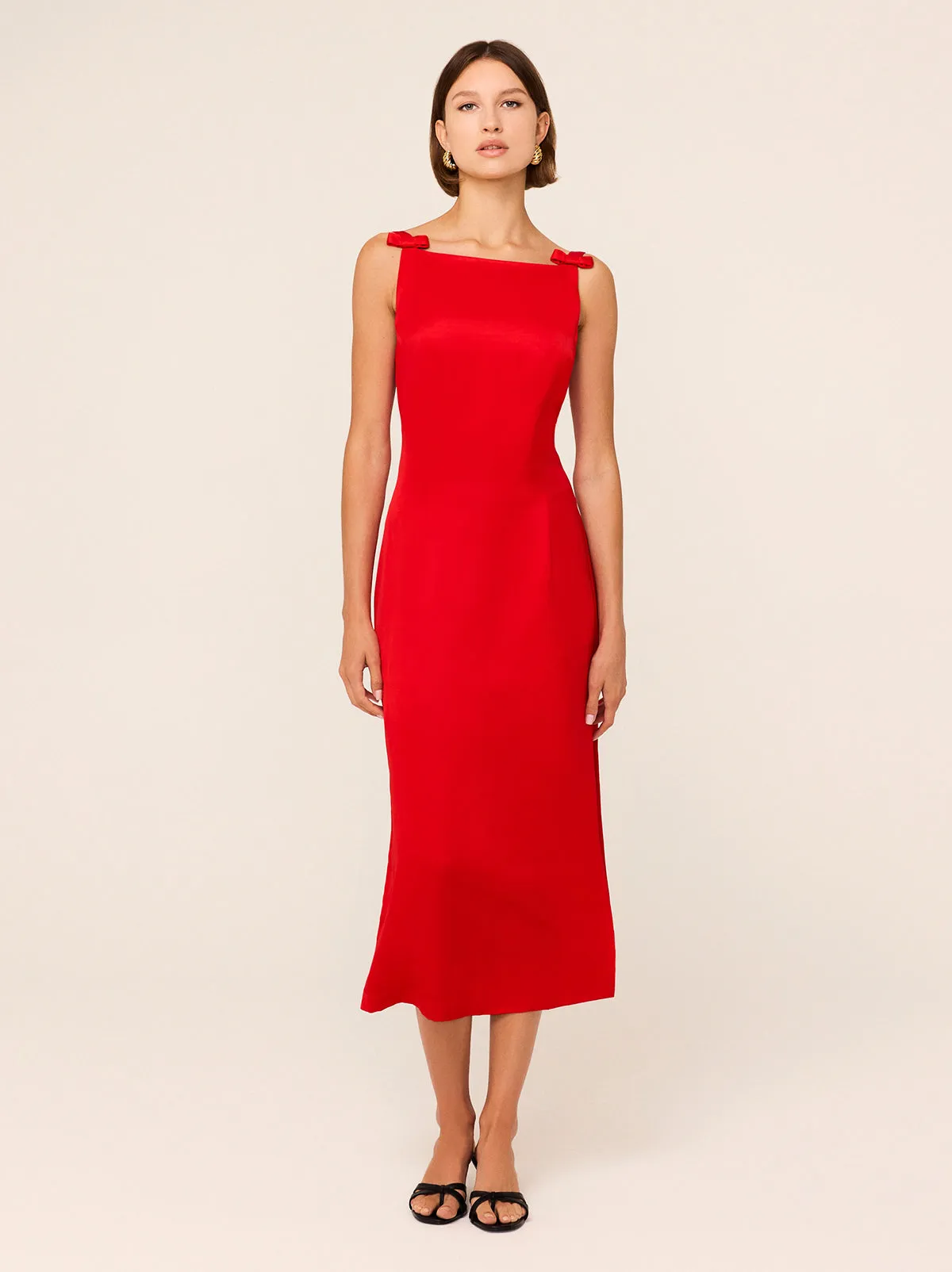 Nikita Red Satin Midi Dress