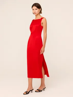 Nikita Red Satin Midi Dress