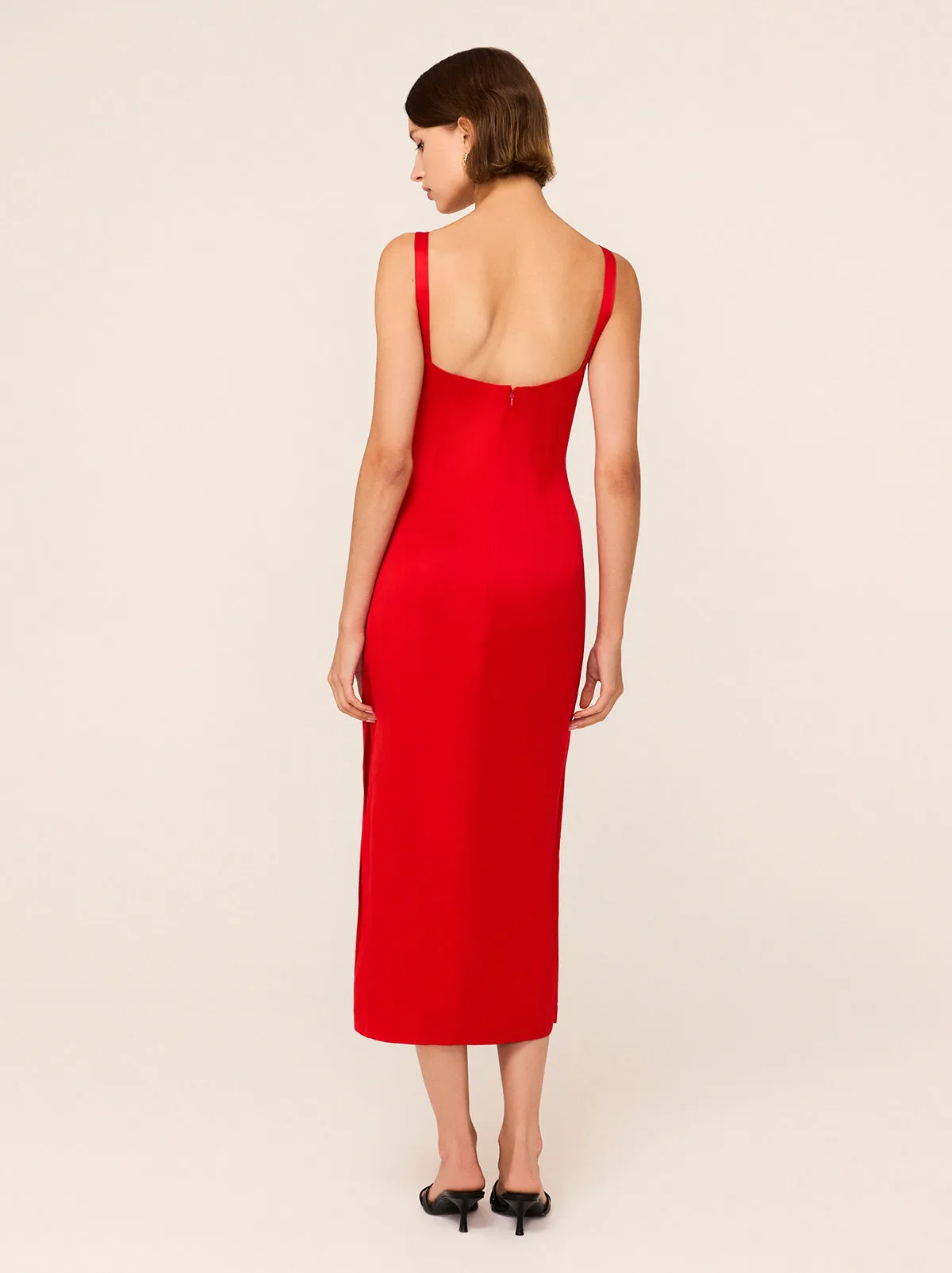 Nikita Red Satin Midi Dress