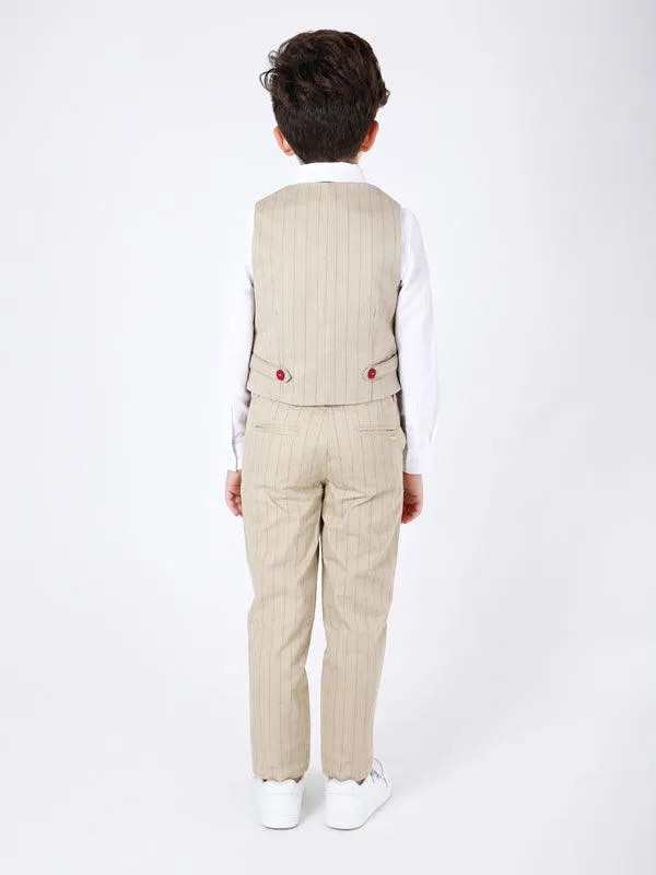 One Friday Beige Stripes Trouser