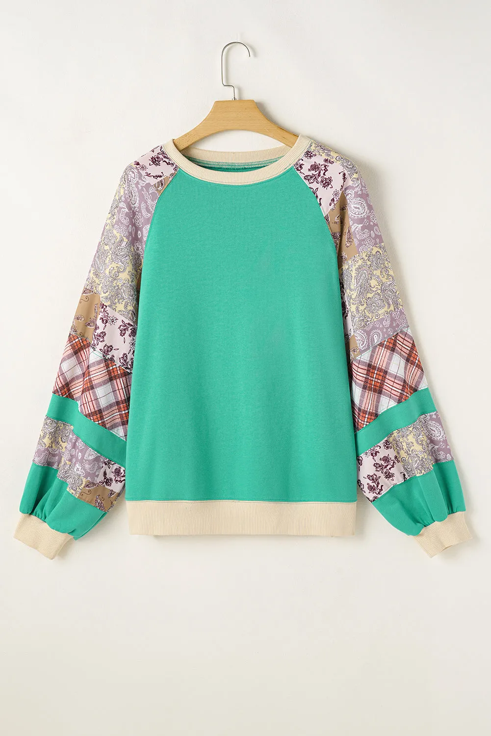 Plus Size Plaid Raglan Sweatshirt