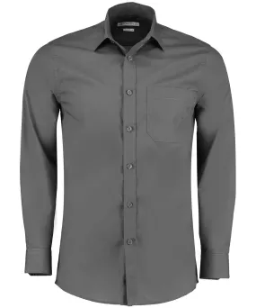 Poplin shirt long-sleeved (tailored fit) | Graphite