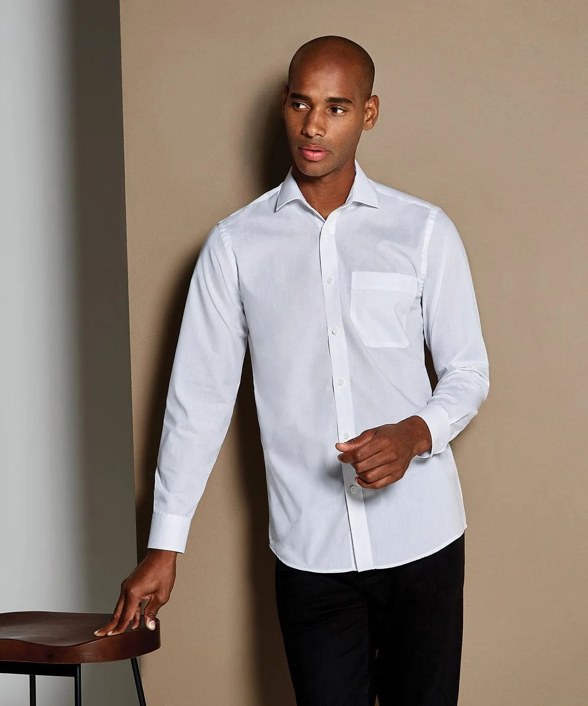 Poplin shirt long-sleeved (tailored fit) | Graphite