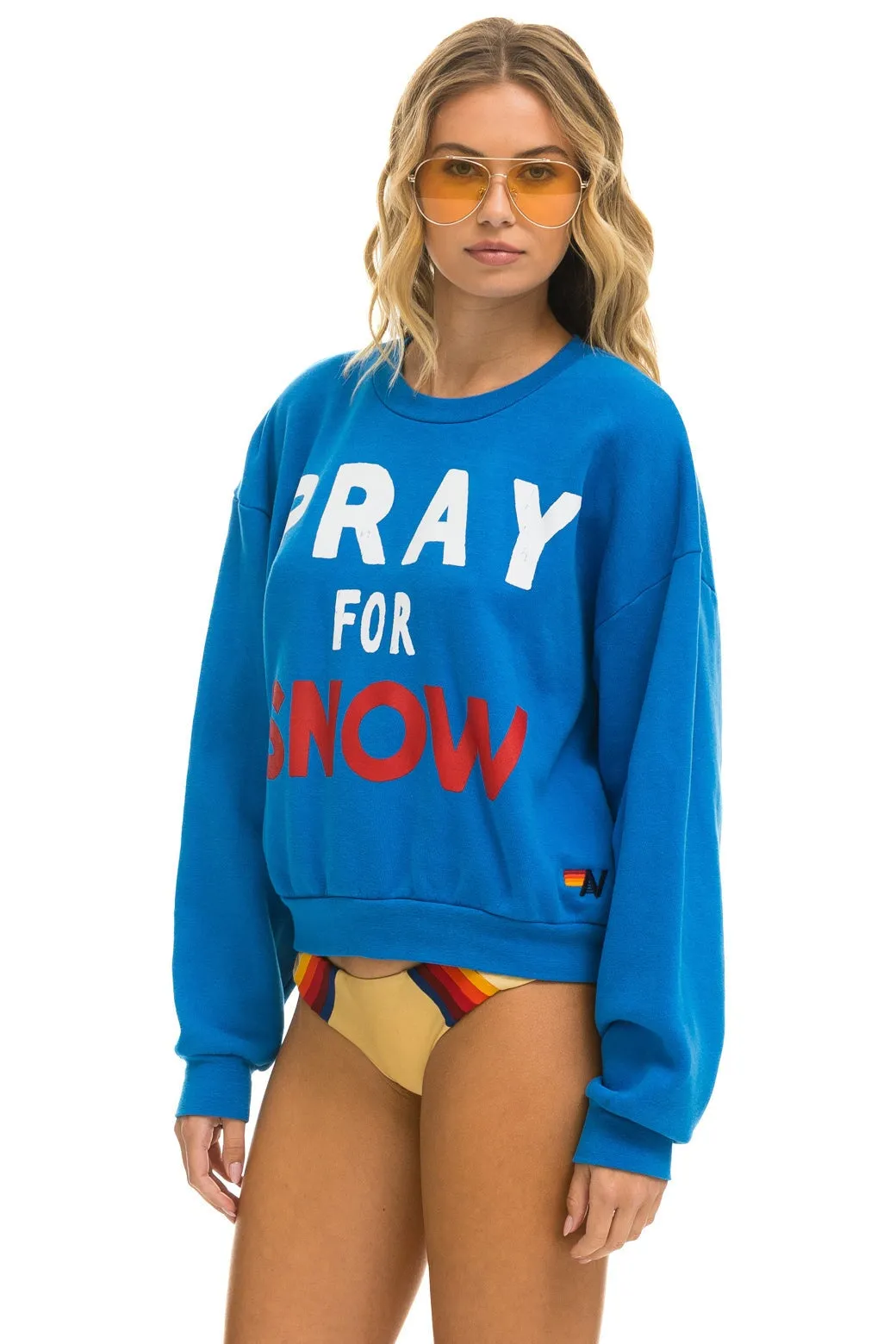 PRAY FOR SNOW RELAXED CREW SWEATSHIRT - OCEAN