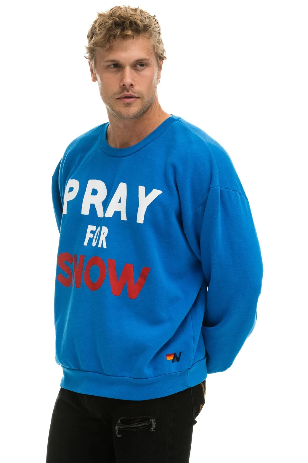 PRAY FOR SNOW RELAXED CREW SWEATSHIRT - OCEAN