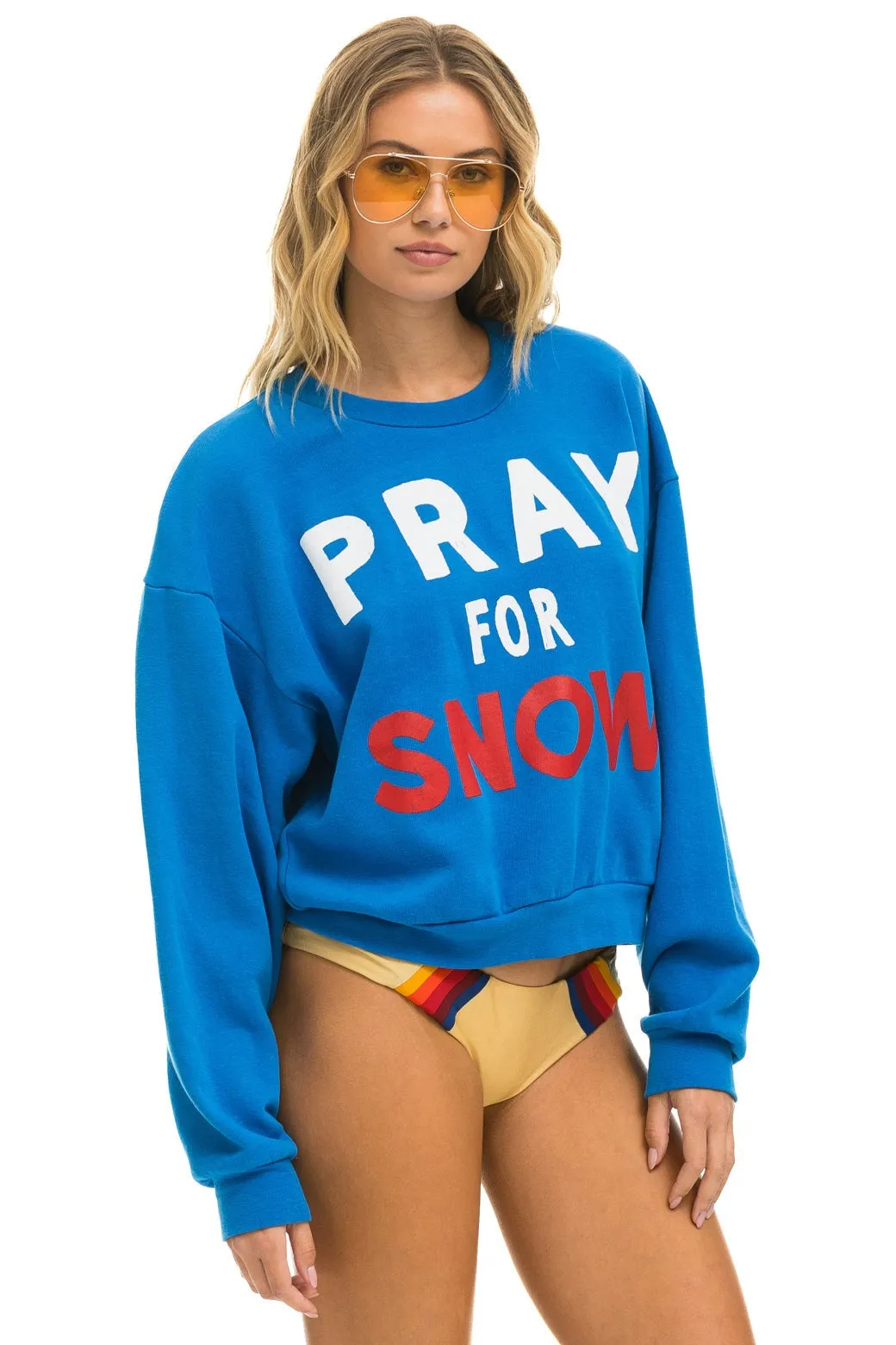 PRAY FOR SNOW RELAXED CREW SWEATSHIRT - OCEAN