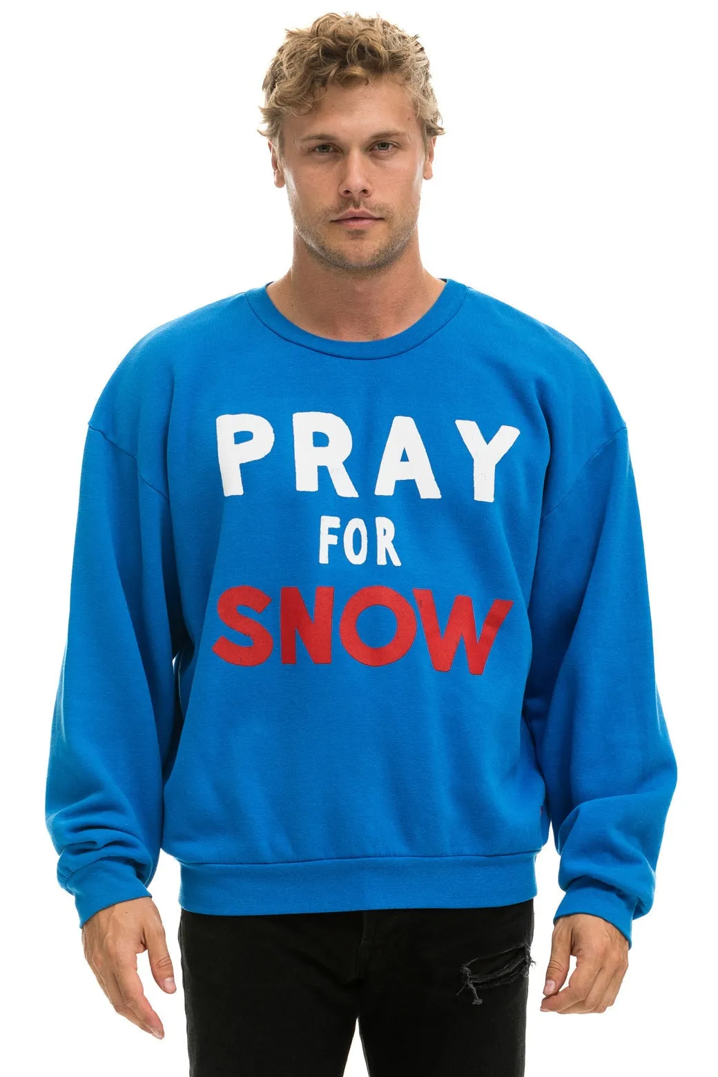 PRAY FOR SNOW RELAXED CREW SWEATSHIRT - OCEAN