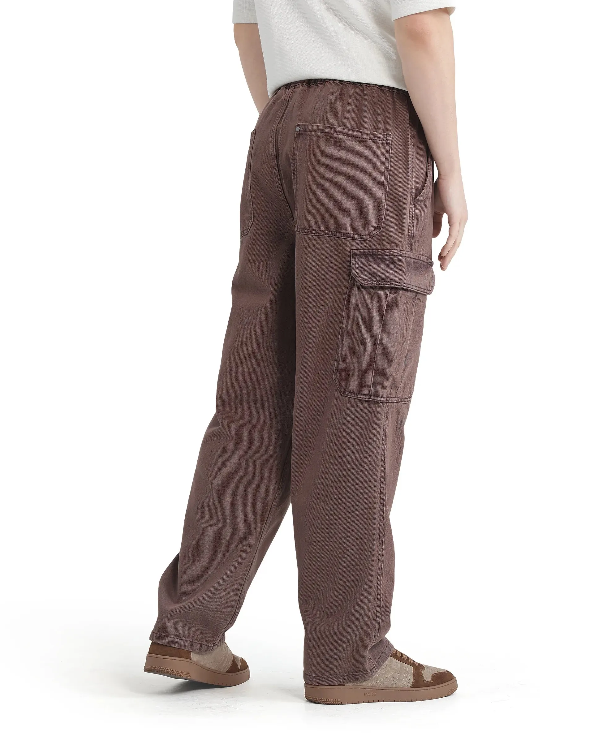 Rare Rabbit Men Hork Brown Cotton Fabric Straight Fit Plain Jeans