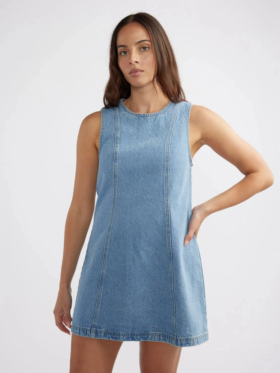 REESE DENIM MINI DRESS - BLUE WASH