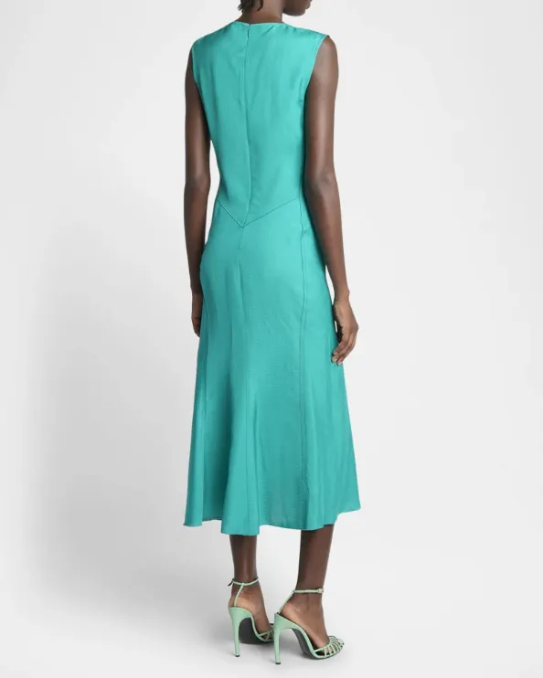 Sleeveless Gathered Waist Midi Dress - Peacock