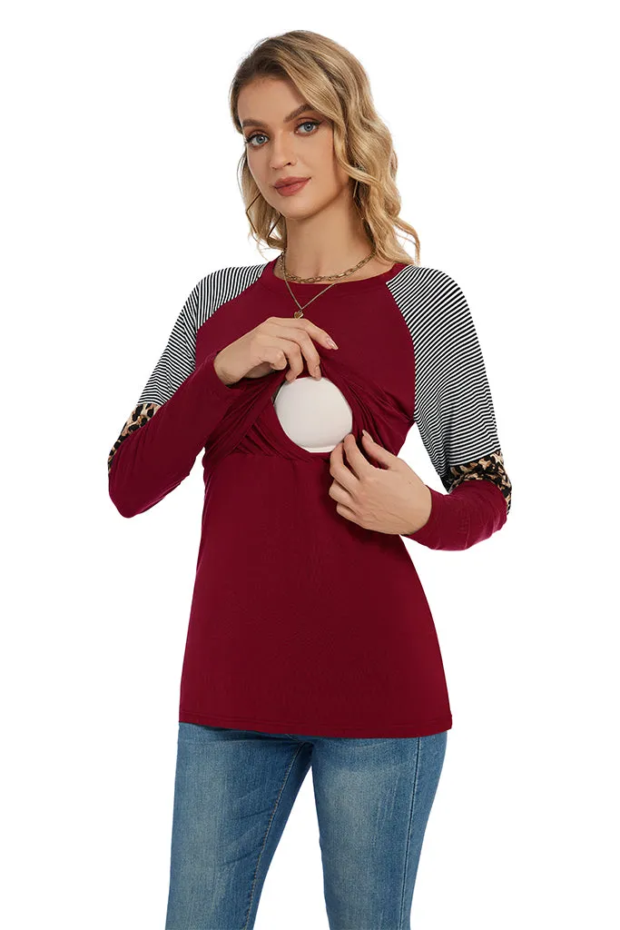 Smallshow Stylish Long Sleeve Nursing Tops