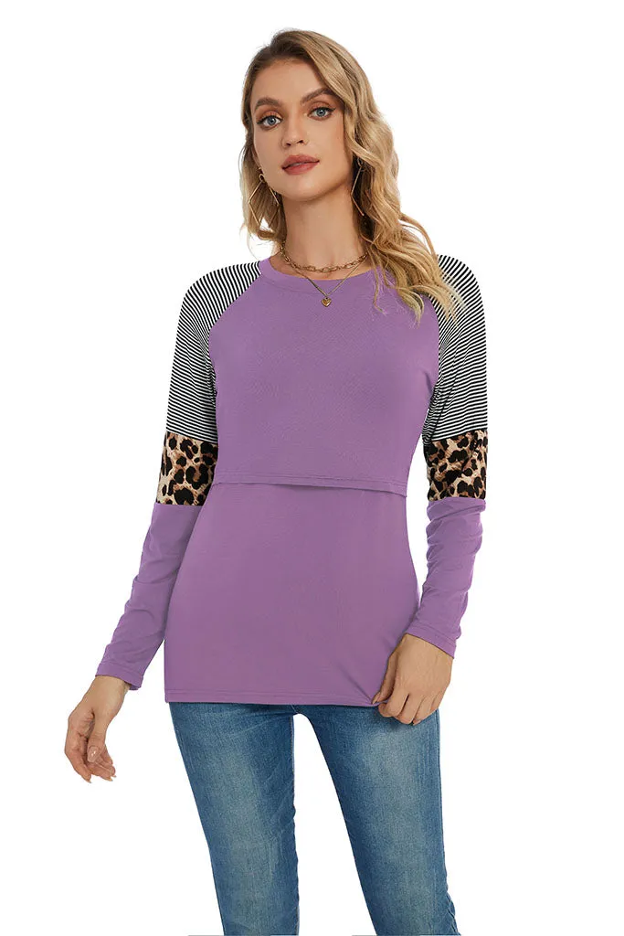 Smallshow Stylish Long Sleeve Nursing Tops