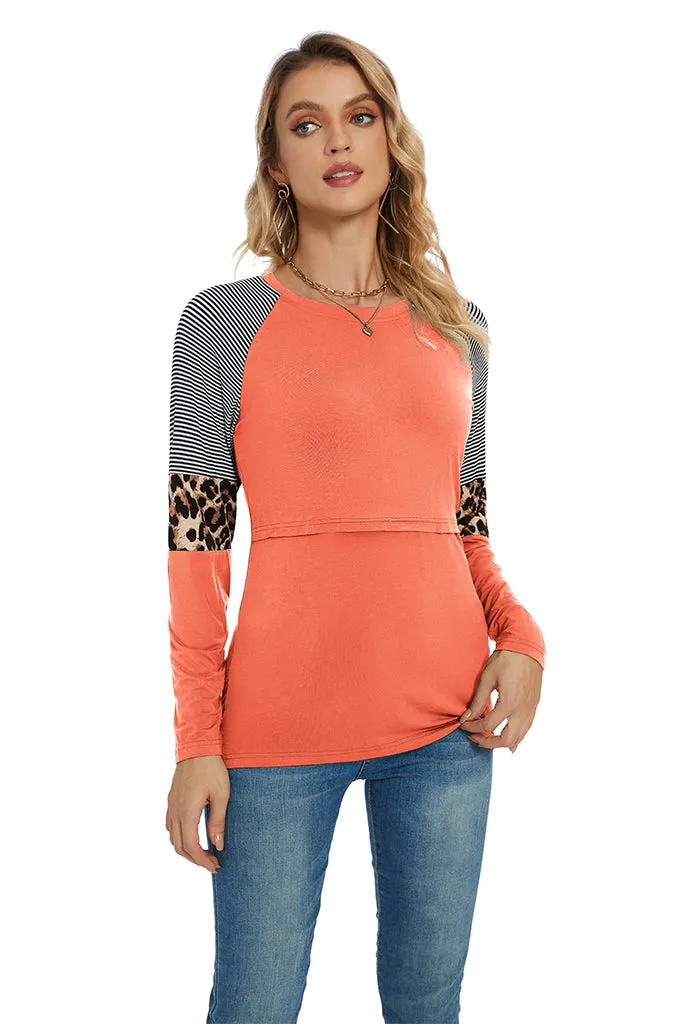 Smallshow Stylish Long Sleeve Nursing Tops