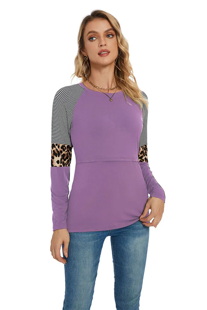 Smallshow Stylish Long Sleeve Nursing Tops