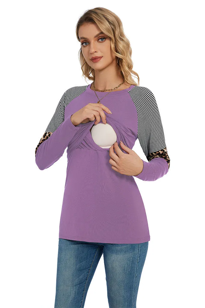 Smallshow Stylish Long Sleeve Nursing Tops