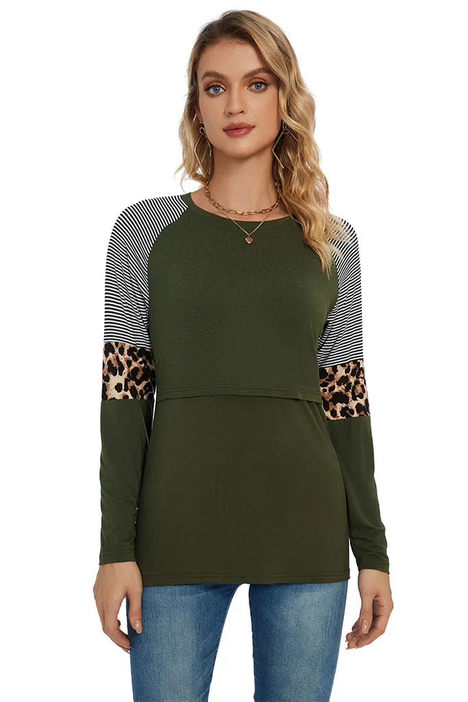 Smallshow Stylish Long Sleeve Nursing Tops